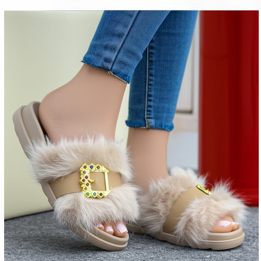 M0792 fur slipper