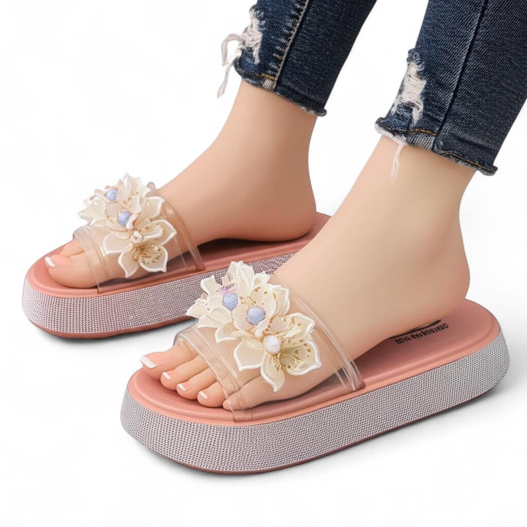 Transparent pearl slipper
