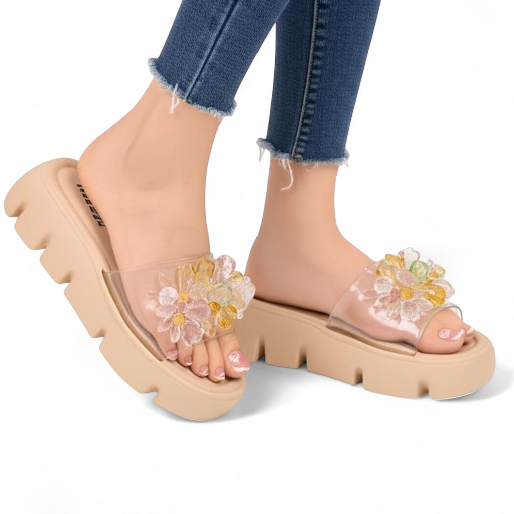 Transparent pearl slipper-R15-3