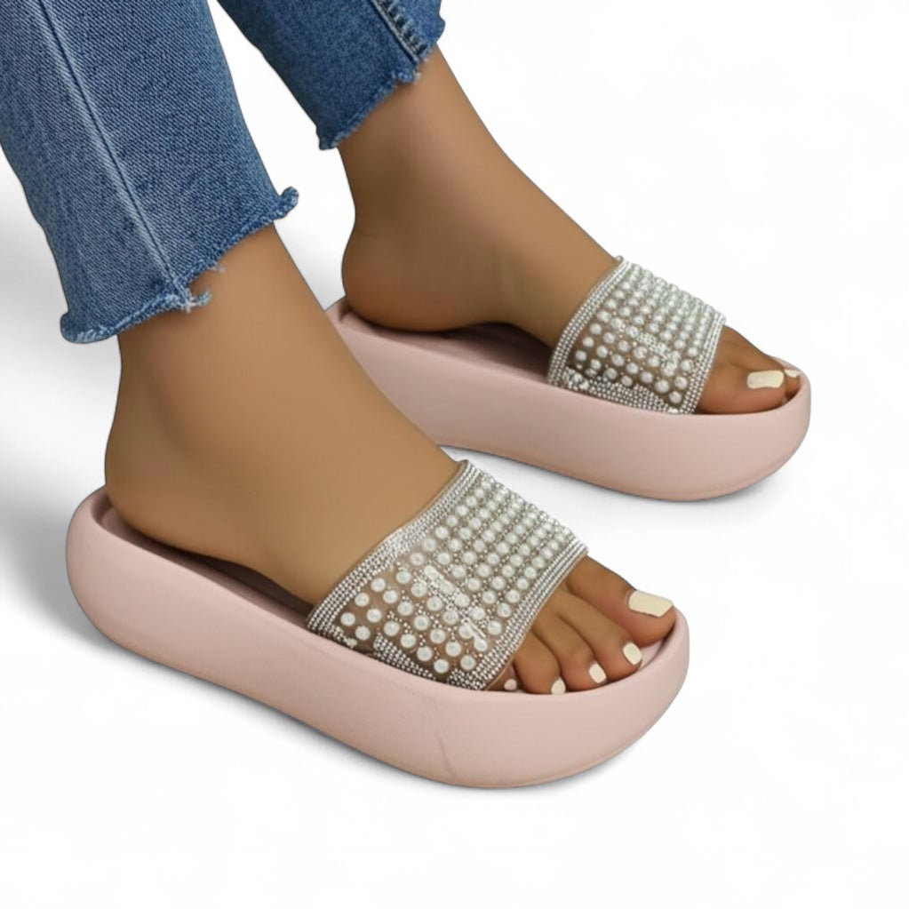 pearl wedge slipper -R5-3
