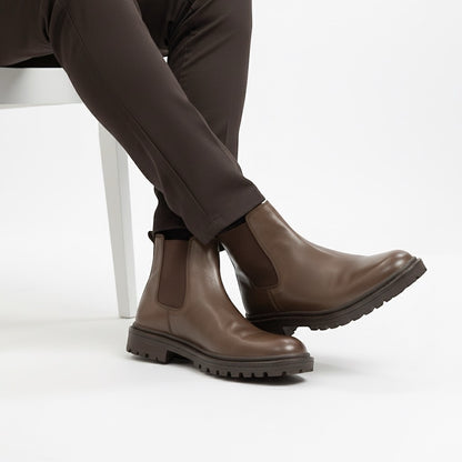 Men brown leather long