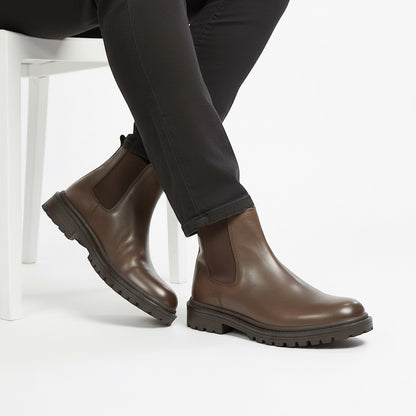 Men brown leather long