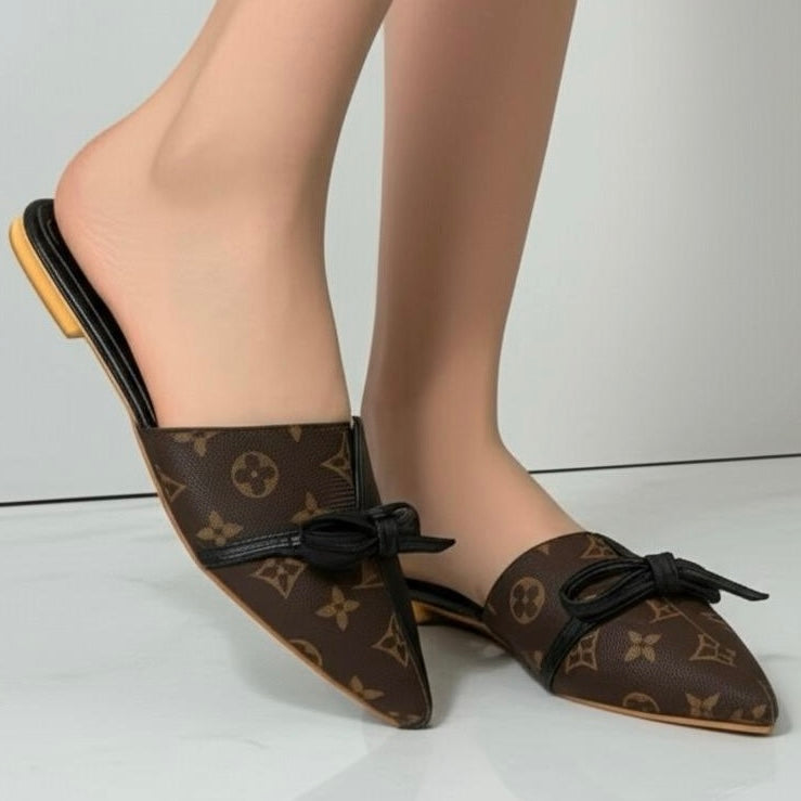 Flower print mule