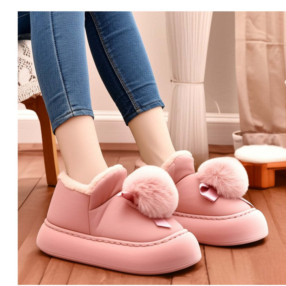 Warm fur shoes