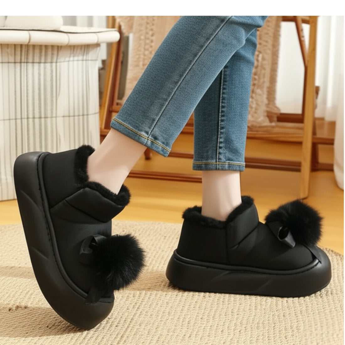 Warm fur shoes
