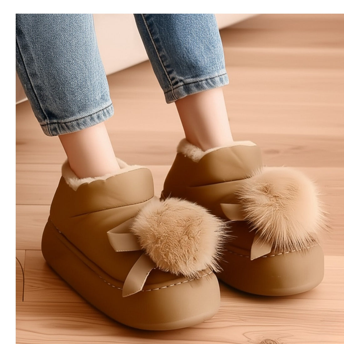 Warm fur shoes