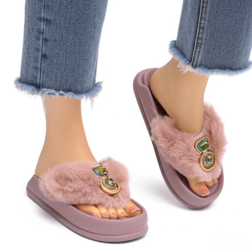 M0859 fur slipper
