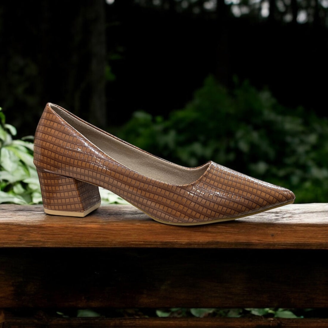 Brown block heel