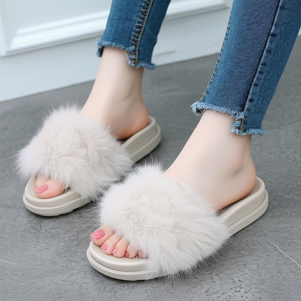 Simple fur slipper