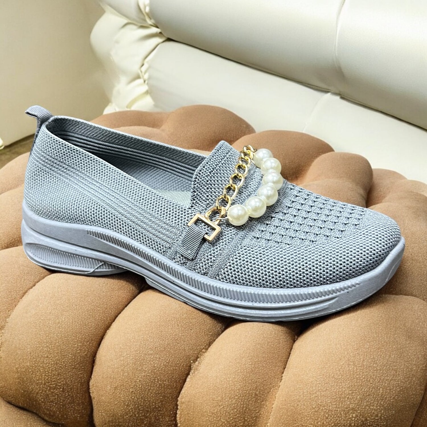 Grey pearl shoes