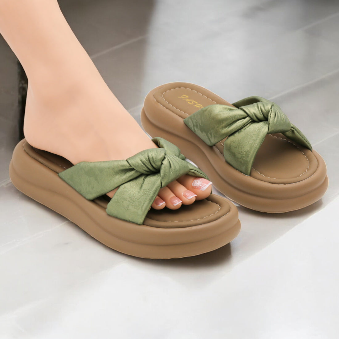 Cross silk slipper