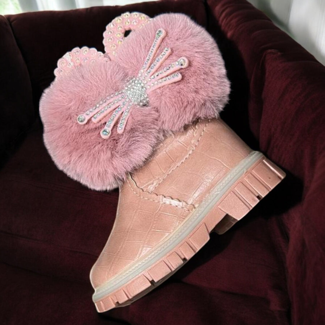 Kids pink long fur