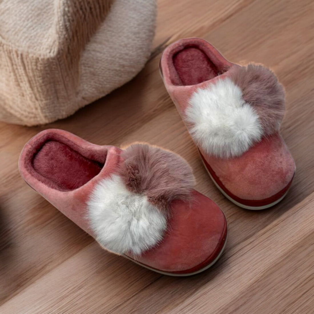 Fur half shoes