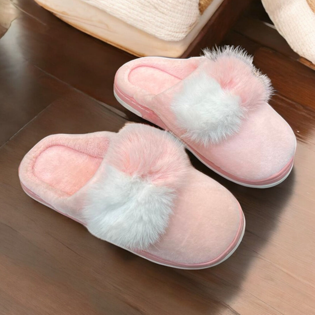 Fur half shoes