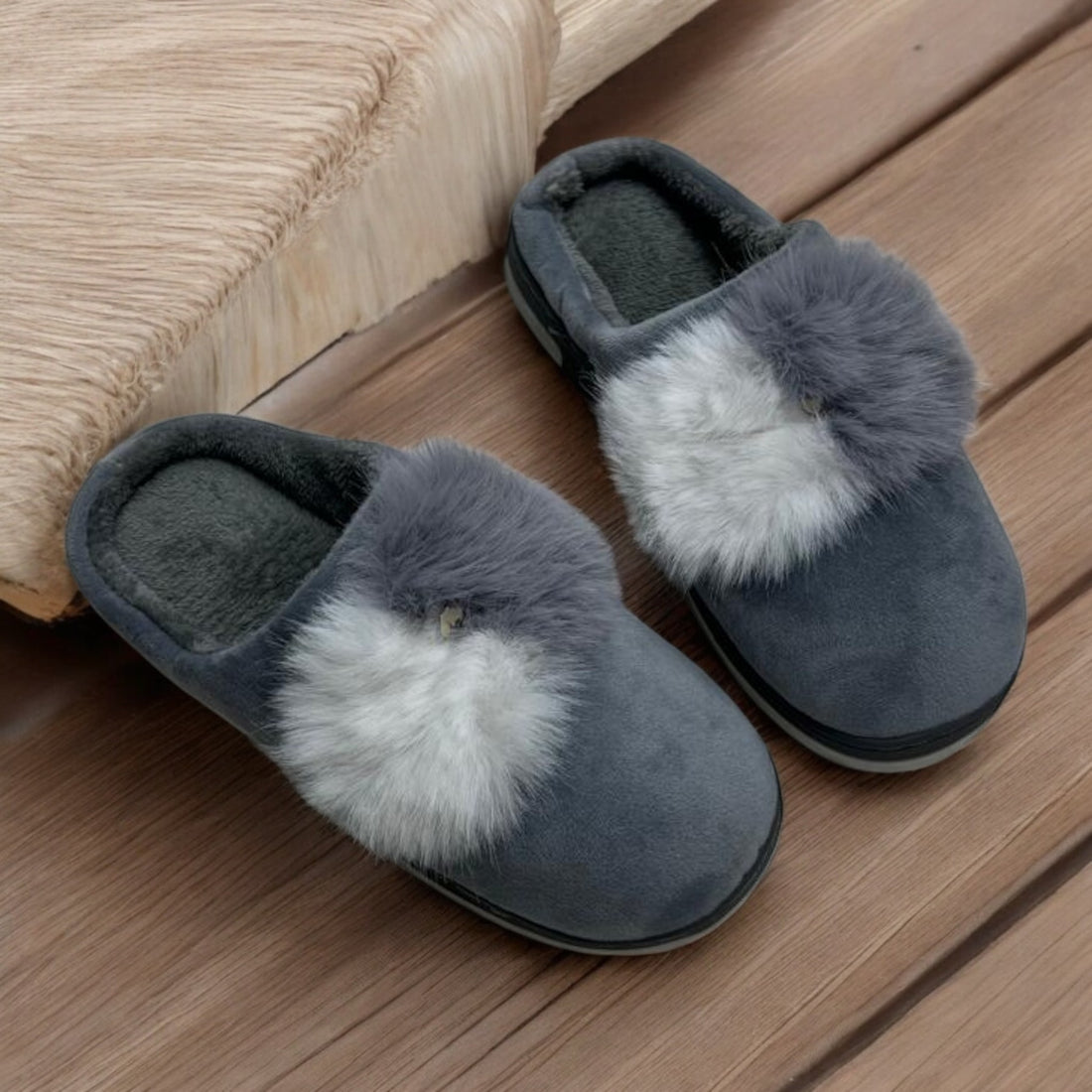 Fur half shoes