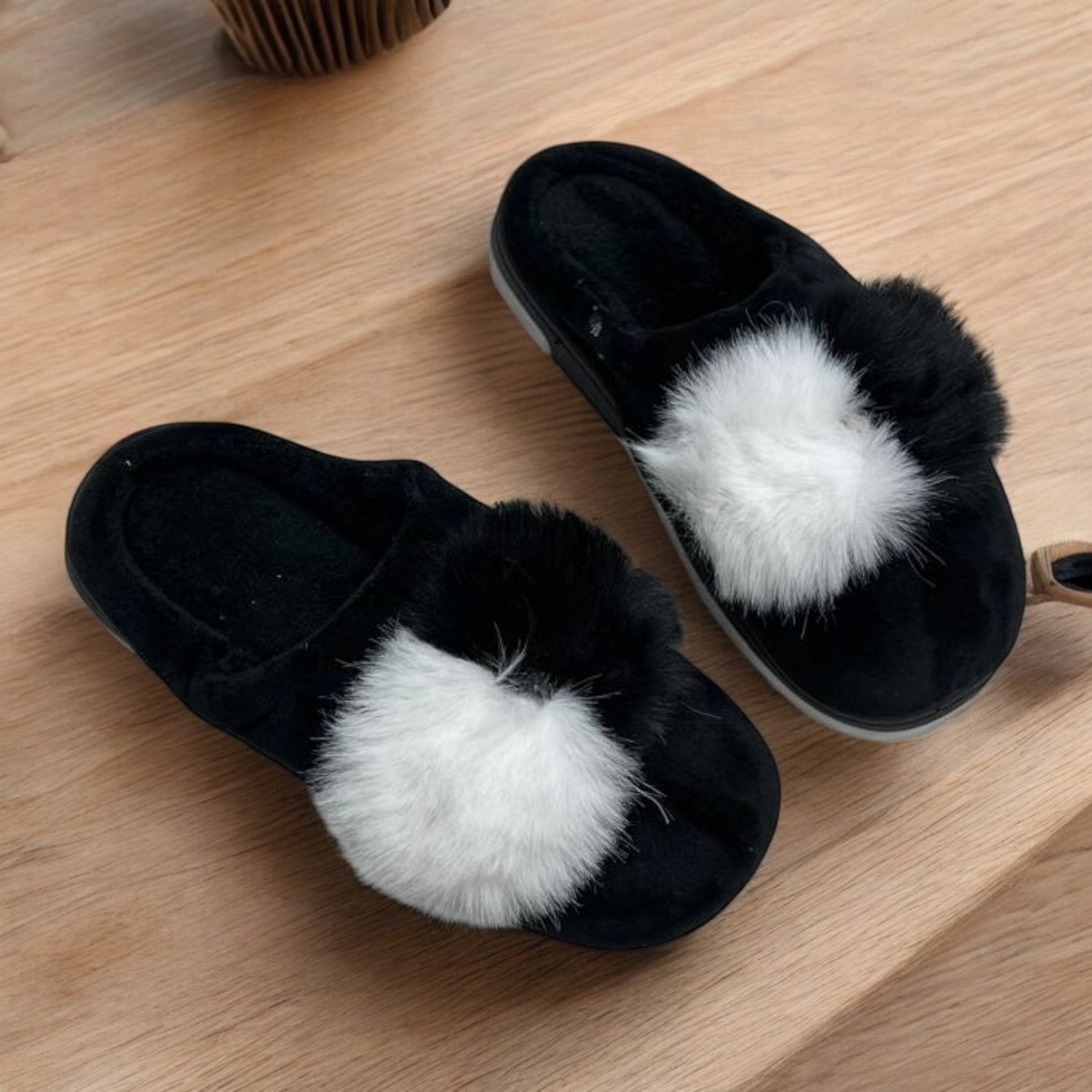 Fur half shoes