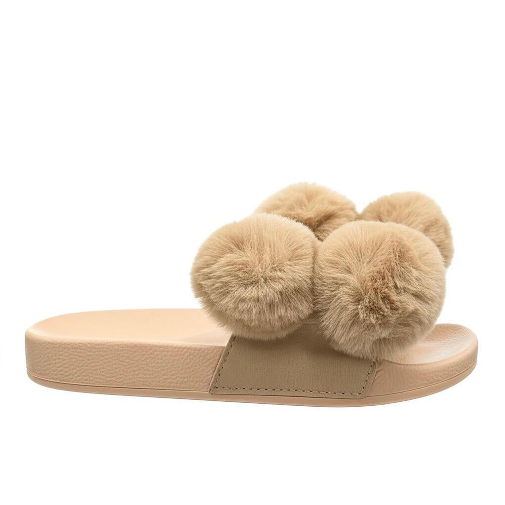 Brown fur slipper